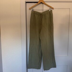 H&M Olive Green Linen Blend Pants Size Medium